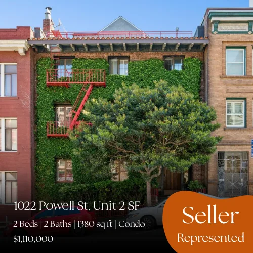 1022 Powell St Unit 2, San Francisco. 2 beds, 2 baths, 1,380 sq ft condo. Sold for $1,110,000, seller represented.