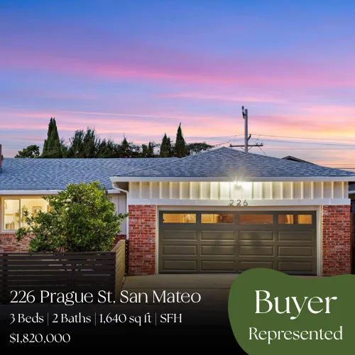 226 Prague St, San Mateo. 3 beds, 2 baths, 1,640 sq ft single-family home. Sold for $1,820,000, buyer represented.