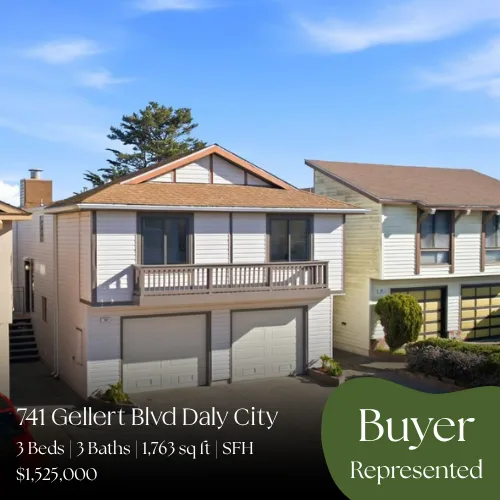 741 Gellert Blvd, Daly City. 3 beds, 3 baths, 1,763 sq ft single-family home. Sold for $1,525,000, buyer represented.